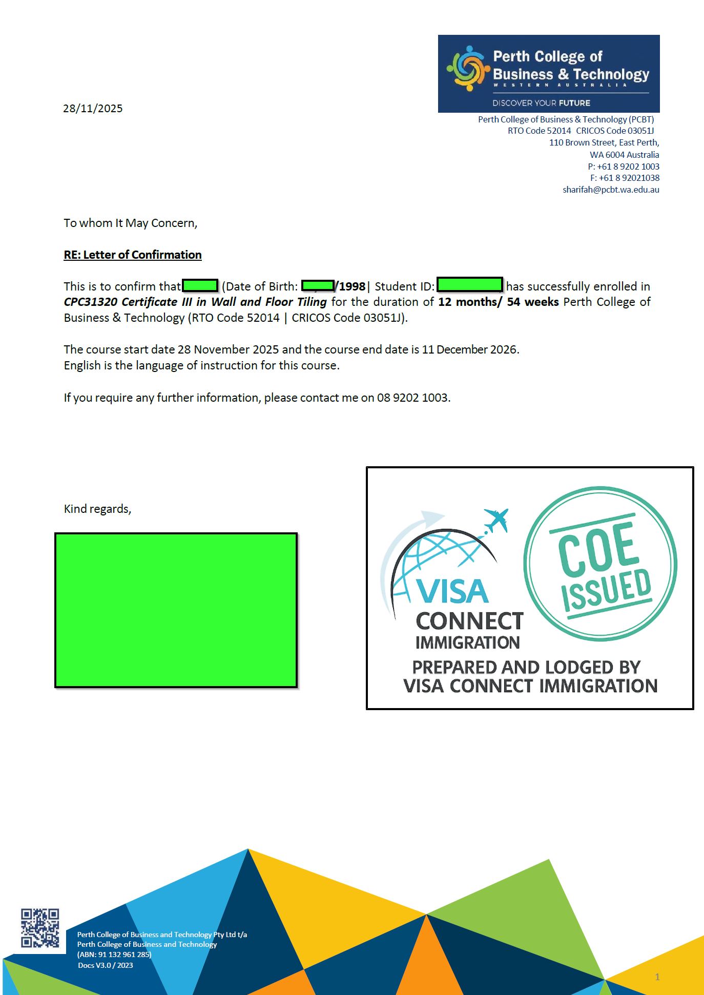 Visa Grant