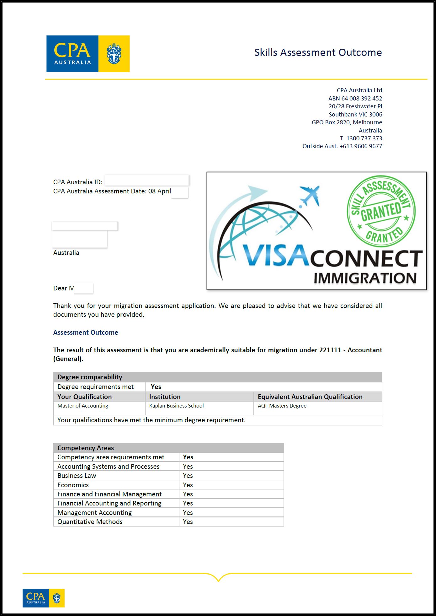 Visa Grant