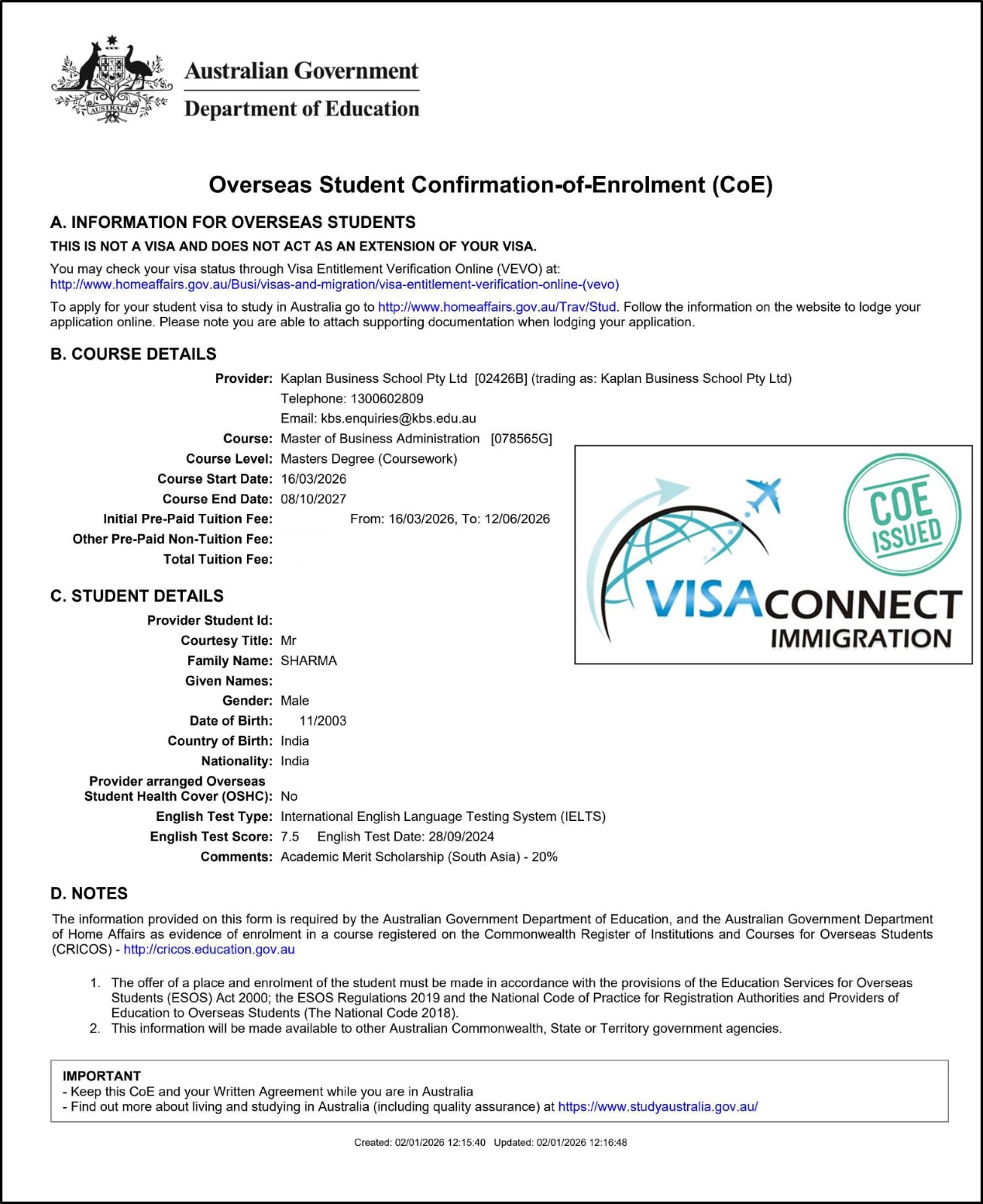 Visa Grant