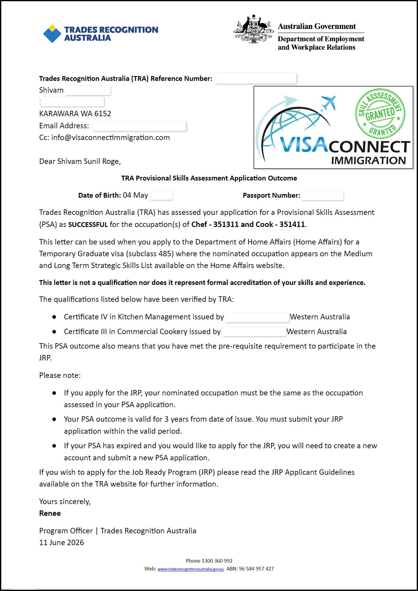 Visa Grant