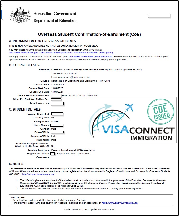Visa Grant