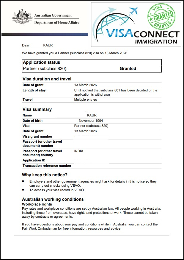Visa Grant
