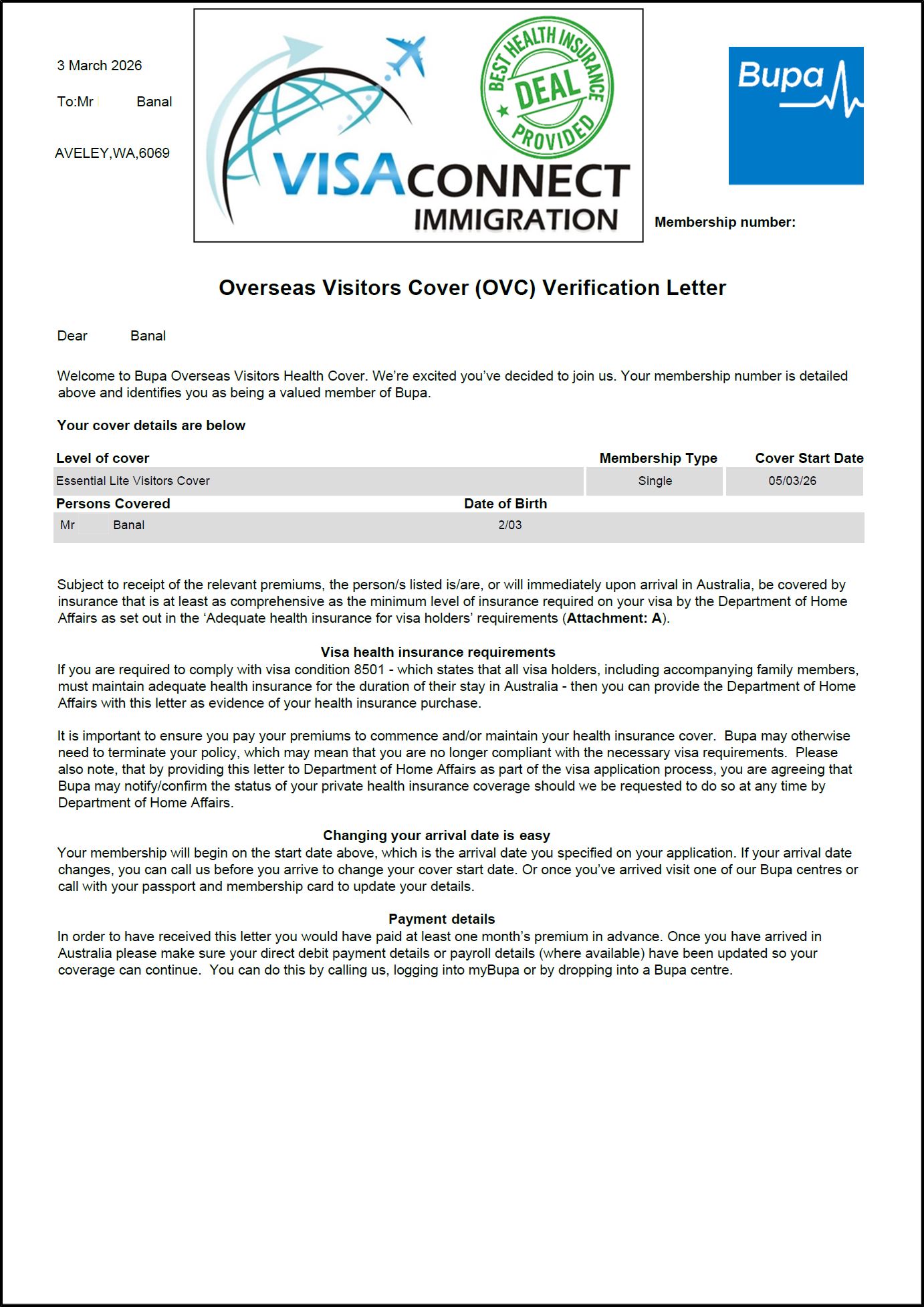 Visa Grant